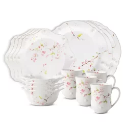Deals ⭐ Juliska Floral Sketch Cherry 16 Piece Dinnerware Set, Service For 4 Whitewash 🔥