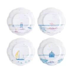 Top 10 ✔️ Juliska Country Estate Seaside Melamine Assorted Dessert/Salad Plates, Set Of 4 Pastel Blu ❤️