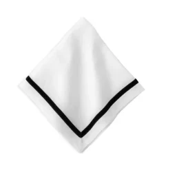 Outlet ⭐ Juliska Velvet Trim White Napkin - 150th Anniversary Exclusive White/black 👏
