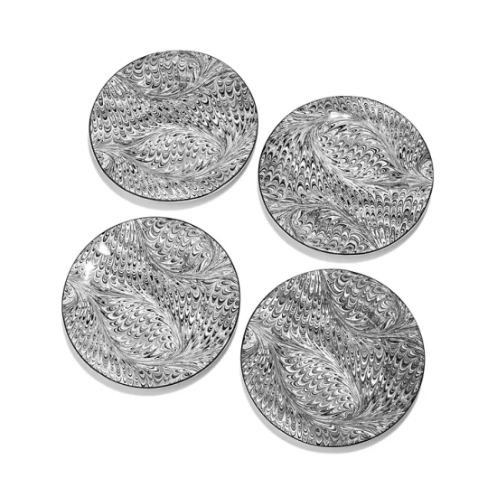 Brand new 😀 Juliska Firenze Noir Cocktail Plates, Set Of 4 - 150th Anniversary Exclusive Black/white 🎁 3 Brand new 😀 Juliska Firenze Noir Cocktail Plates, Set Of 4 - 150th Anniversary Exclusive Black/white 🎁