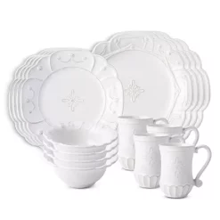Cheapest ✨ Juliska Jardins Du Monde Whitewash 16 Piece Dinnerware Set, Service For 4 ✨