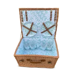 Deals ✔️ Juliska Iberian Sage Picnic Basket With Iberian Sage Melamine Salad Plates And Isabella Tumblers, Service For 4 😍