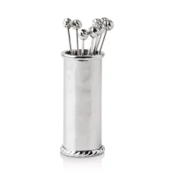 Hot Sale 🎉 Juliska Graham Cocktail 8 Picks & Holder Silver Met 💯
