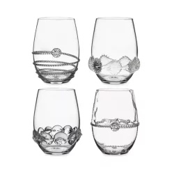 Brand new ๐ Juliska Heritage Stemless Wine Glasses, Assorted Set Of 4 Clear ๐ฏ
