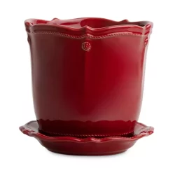 Best Sale 😉 Juliska Berry & Thread 7" Planter With Saucer Ruby 🎉