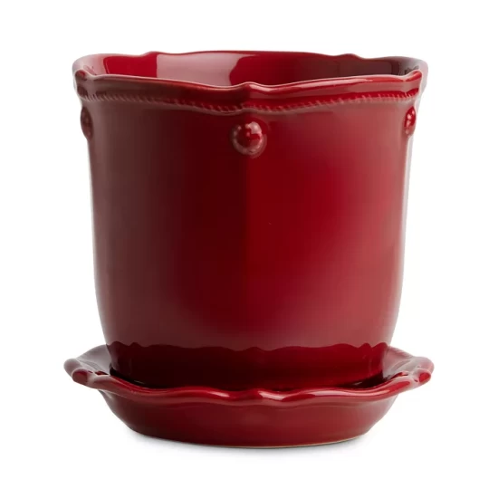 Cheap ⌛ Juliska Berry & Thread 5.25" Planter With Saucer Ruby ❤️ 3 Cheap ⌛ Juliska Berry & Thread 5.25" Planter With Saucer Ruby ❤️